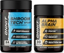 ONNIT Premium Alpha Brain Bundle - Nootropic Brain Supplement (30 Count) for Focus, Concentration & Memory + Shroom Tech Sport for Exercise, Energy & Cardiovascular Performance (84 Count)