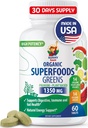 SUNNY SAM Super Food Green Supplements for Adults - 60 Tablets - Organic Super Greens with Real Fruits, Vegetables, and Herbs for Natural Digestive and Energy Support