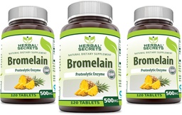 ハーブシークレット ブロメラン 500 Mg 120錠 サプリメント | 3パック | Non-GMO | グルテンフリー | アメリカ製