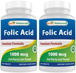 ベストナチュラルズ葉酸1000mcg(ビタミンB9)、240錠(1000mcg))