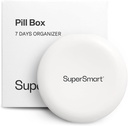 SuperSmart - Pill Box Organizer 7 Days with 1 Cuting Blade for Tablets - Travel Size Item - Small Storage for Supplements & Medications - Easy-to-Use with 7 Large Compartments | White