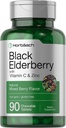 Horbaach Black Elderberry with Vitamin C and Zinc | 90 Chewable Tablets | Mixed Berry Flavor | Immune Support Complex | Vegetarian, Non-GMO, and Gluten Free Supplement