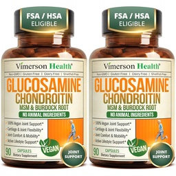 グルコサミンコンドロイチンMSM - グルコサミン硫酸1500mg、コンドロイチンとMSM - 軟骨、関節の健康と柔軟性のために - 2パック、ビーガン