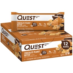Quest Nutrition Chocolate Peanut Butter Bar, 20g Protein, 1g Sugar, 4g Net Carb, Gluten Free, Keto Friendly, 12 カウント