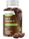 Viteey Iron Gummies - Iron with Vitamin C - Energy, Bood Support and Anemia Supplement for Women & Men - Vegan, Gluten Free - 60 Count