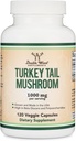 Turkey Tail Mushroom Supplement (120 Capsules - 2 Month Supply) (Coriolus Versicolor) Comprehensive Immune System Support, Non-GMO, Gluten Free, Grown and Encapsulated in The USA by Double Wood