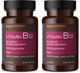 要素 ビタミン B12 の Methylcobalamin 5000 の mcg - 正常なエネルギー生産および代謝、免疫システム サポート - 2 か月の供給、ベリーの風味を付けられた Lozenges、65 の Count (パッケージ 2)
