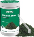 Land Art Certified Organic Fresh Spirulina Extra Powder 300g - Improved with Bioavailable Chlorophyll Added - Unflavoured - Clean Source - 3rd Party Tested - Measurement Spoon Inside