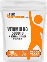 BulkSupplements.comビタミンD3パウダー - Cholecalciferol、ビタミンDサプリメント、ビタミンD3 5000 IU - グルテンフリー、50mg(ビタミンD3の125mcg)、サービング、5kg(11ポンド)(5のパッケージ)