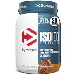 Dymatize ISO100の乳白色の蛋白質の粉の隔離剤、チョコレートピーナツのバター、蛋白質の25g、5.5g BCAAsのより少し120 Cal。、グルテンフリー、1g脂肪、1g砂糖、2gの炭水化物(20のサービング)