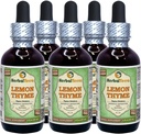 Lemon Thyme (Thymus x Citriodorus) Glycerite, Organic Dried Herb Alcohol-Free Liquid Extract (Brand Name: HerbalTerra, Proudly Made in USA) 5x2 fl.oz (5x60 ml)