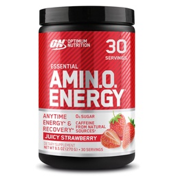 最適栄養アミノエネルギー - 緑茶、BCAA、アミノ酸、ケトフレンドリー、グリーンコーヒーエキス、エネルギーパウダー - ジューシーなイチゴバースト、30サービング(パッケージ5月Vary)