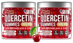 2パック - Bromelain、亜鉛、ビタミンC&D3とJOYLIケルセチンガミー - 免疫サポート&季節のウェルネスのための砂糖フリーケルセチンサプリメント - キッズ&大人のための500mgケルセチン - パックあたり60ガミー