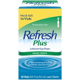 プラス潤滑剤の目の低下、保存料なし、0.01 Fl Ozシングルユース容器、50カウント、包装5月Vary