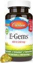 Carlson - E-Gems 400 IU (268 mg)、天然由来のビタミンE、最適ウェルネス、140ソフトジェル