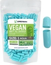 XPRS Nutra Size 1 Empty Capsules - 100 Count Empty Vegan Capsules - Vegetarian Pills - DIY Vegetable Capsule Filling- Veggie Pill Caps for Do-It-Yourself Supplements (Aqua)