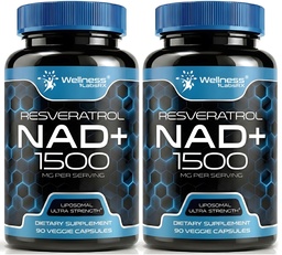 ウェルネス LABSRX NAD の補足、1500mg - Liposomal NAD+ Resveratrol、NAD Plus Boosting - サポートセルラーヘルス、スタミナ&ヘルシーエイジング - 超強度カプセル、米国製 - 2パック