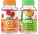Lifeable Vitamin B12 + Turmeric Curcumin, Gummies Bundle - Great Tasting, Vitamin Supplement, Gluten Free, GMO Free, Chewable