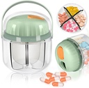 ポータブルピルボックス、GloDeals週刊丸薬オーガナイザー7日旅行薬オーガナイザーNO-BPA湿気証拠ビタミン、魚油、サプリメント(グリーン)のためのポータブル薬容器