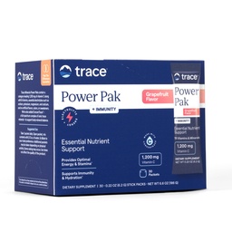 トレースミネラル | パワーパック電解液+免疫ブーストドリンクパック | 1200mg ビタミンC、エルダーベリー、亜鉛、D3、B6、B12 | 免疫力、水分補給、エネルギーサポート | フィジーグレープフルーツ | 30パケット