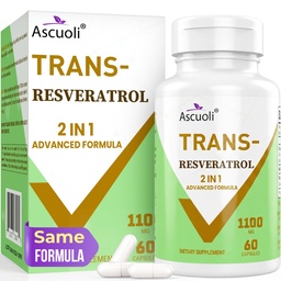 99%の超純度のトランスレスベラトロール1100mgの3 1の高度の方式の有機性Resveratrolの補足、最高の酸化防止剤、反老化、皮の健康、細胞修理、ブーストNAD+の免疫及びエネルギー、60の帽子