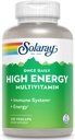 SOLARAY High Energy Multivitamin, No Iron, 1/Day, Timed-Release Formula, Whole Food & Herb Base 120 VegCaps