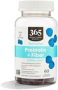 365 by Whole Foods Market, Probiotic + Fiber Gummies 2 Billion CFU, Natural Blue Raspberry Flavor, 60 ct