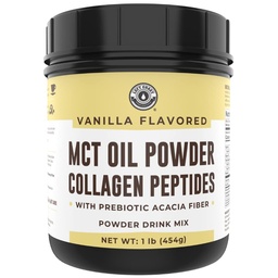 Keto MCTオイルパウダー+コラーゲン+プレバイオティックアカシア繊維、バニラフレーバー、16oz。 ココナッツからMCTオイルパウダー。 草はKeto、0の純炭水化物、Steevia、Erythritol、粉にされた飲み物のためのコラーゲンを、完成させました