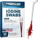 FrontLine Povidone Iodine Swabs, Antiseptic Swabsticks, Iodine Solution, Cleansing Cotton Swab, Individually Wrapped Medical Supplies, Wound Care, First Aid, Wound Cleaner, Box of 50