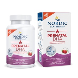 Nordic Naturals Prenatal DHA, いちご - 120 ソフトジェル - 830 mg Omega-3 + 400 IU ビタミン D3 - 妊娠中の赤ちゃんの脳開発をサポート & 授乳中 - Non-GMO - 60 サービング