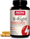Jarrow Formulas B-Right - 100 Veggie Caps - Low-Odor Vitamin B-Complex Formula - Energy & Metabolism Support - Promotes Brain, Heart & Cardiovascular Health - 100 Servings