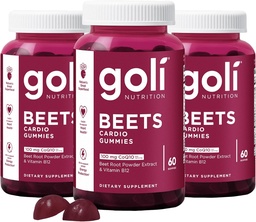 Goli栄養補助食品、ビートCardio Gummy、180カウント(60の3パック)、100mg CoQ10&ビートルートエキス - グルテンフリー、ビーガン、非GMO、およびゼラチンフリー。 Nature's Great Superfoods
