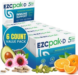 Echinacea、ビタミンC、亜鉛及びビタミンDが付いているEZCのパック5日の免疫システム ブースター-大人のための先を細くされた免疫サポート補足-サポート免除、容易な旅行サイズの補足のパック- (パッキング6)