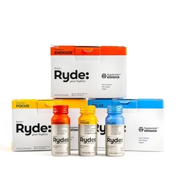 Ryde: ディスカバリーパック | エナジャイゼーション、フォーカス&リラクゼーションショット | グリーンティーカフェイン、タウリン、ジンセン、ビタミンB、ビタミンL-テアニン、レモンバーム、カモミール | 0カロリー、0砂糖 | バラエティパック – 飲み放題(24パック)