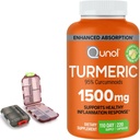 Turmeric 1500mg Supplement, 95% Curcuminoids, 220 Capsules (110-Day Supply) with Two (2) Travel Pill Cases.