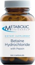 Metabolic Maintenance Betaine HCL + Pepsin Digestive Enzyme - Protein Digestion + Gut Health Support Supplement (100 Capsules)