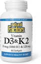 Natural Factors, Vitamin D3 & K2 1000 IU and 120 mcg, Supports Bone and Vascular Health, 60 Softgels