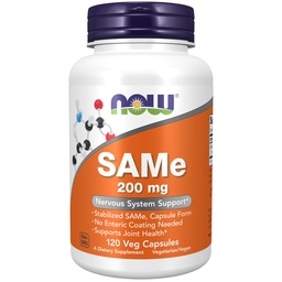 NOWフーズサプリメント、SAMe(S-Adenosyl-L-Methionine)200mg、神経系サポート*、120ベジカプセル