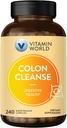 Vitamin World Colon Cleanse - 240 Capsules, Gut Detox with Psyllium Husk, Senna, Probiotics, Dietary Fiber & Herbal Blend – Supports Constipation Relief, Digestive Health & Regularity, Gluten-Free