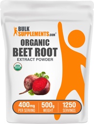 BulkSupplements.comOrganicビートルートエキスパウダー - ビートルートパウダー、Nitric酸化物サプリメント - ビーガン&グルテンフリー、給餌あたり400mg、500g(1.1ポンド)(パッケージ1)