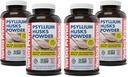 Yerba Prima Psyllium Husks Powder - 12 oz (Pack of 4) - Natural Fiber Supplement - Colon Cleanse - Gut Health - Vegan, Non-GMO, Gluten-Free (New Label - Packaging May Vary)