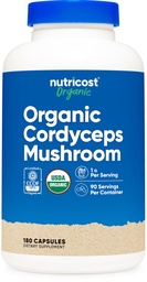 Nutricost Cordycepsのきのこのカプセル1100mgの90のサーブ-CCOFは有機、グルテンフリー、カプセル(180のカプセル)ごとの550mgとなされる証明しました