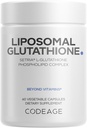 Codeage Liposomal Glutathione Supplement - Pure Reduced Setria L-Glutathione, Liposomal Delivery, Phospholipid Complex - Encapsulated Glutathione Powder Pills - Vegan, Non-GMO - 60 Capsules