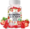 Magnesium Glycinate Gummies 2500mg - Sugar Free Magnesium Potassium Supplement with Vitamin D, B6, CoQ10 for Calm Mood & Sleep Support - 90 Strawberry Gummies