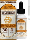 Range & Roots Colostrum Supplement - Liquid Bovine Colostrum - Alternative to Colostrum Powder - Support Gut Health, Immunity, Energy - Healthy Hair, Skin & Nails - Salted Caramel Flavor (30 Servings)
