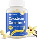 Bovine Colostrum Supplement Gummies - with 60% Highest IgG, Lactoferrin, Probiotics and Prebiotics for Adults and Kids, Vanilla Flavor & Sugar Free, 90 Gummies
