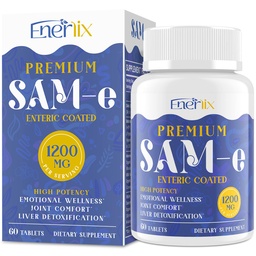脳のための1200 MG SAM eの補足, 気分, 関節, 肝臓, 高吸収SAM-e (S-Adenosyl-L-Methionine)), CoQ10, 5-HTP, 腸コーティング60錠, ビーガン