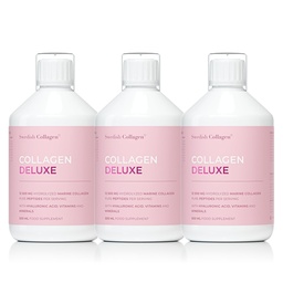 コラーゲンのデラックス500ml x 3 I 8週の束I 12500のmgの海洋のコラーゲン(タイプI及びIII) I Hyaluronic酸、BiotinのビタミンC Iの砂糖なし - 8週の供給