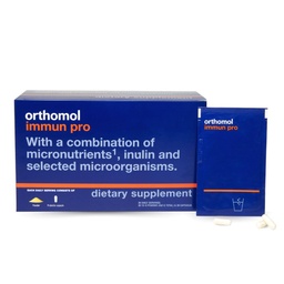 Orthomolの免疫のプロ、免疫サポート、プロバイオティックの腸の健康の補足、インリンのプレバイオティック繊維、30日の供給、ビタミンA、ビタミンB、C、D、E、亜鉛、イオジン、女性および人のためのプロバイオティクス、毎日の粉及びカプセル