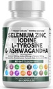 女性のためのきれいなNutra Selenium 300mcg Iodine 500mcg Thyroidサポート & 男性 | L Tyrosine 500mg Ashwagandhaの補足のぼうこう、タービン、ケルプ、Scisandra亜鉛丸薬のカプセルの補足